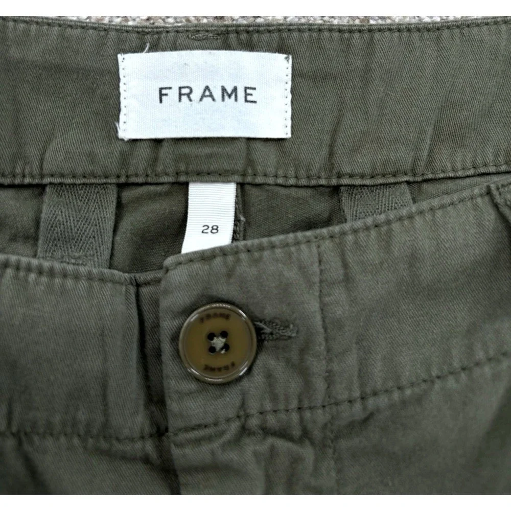 FRAME Relaxed Crop Cargo Pant Womens 28 Washed Surplus Green Minimalist Utility